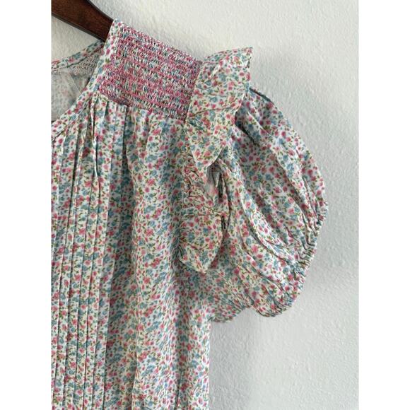 LoveShackFancy NWT Toto Pink Floral Smocked Cottagecore Mini Dress size Small - Picture 6 of 16